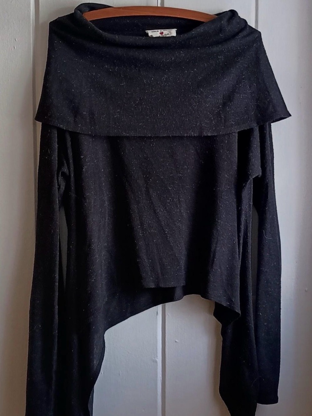 Alice + Olivia Black Sparkly Metallic Knit Scoop Neck Top